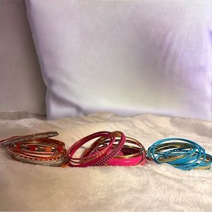 3 Sets of Multicolored Bangle Bracelets